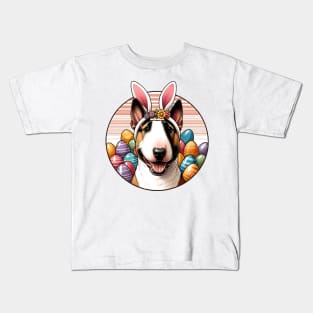 Bull Terrier with Bunny Ears Celebrating Easter Joy Kids T-Shirt